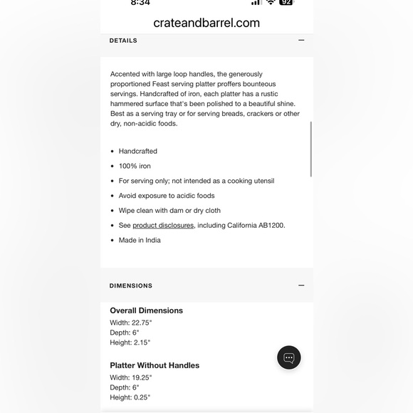 Crate&Barrel Black Hammered Tray - Picture 6 of 6